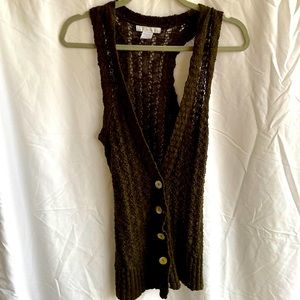Charlotte Russe Dark Brown Sleeveless Cardigan, pre-owned, Acrylic 100%